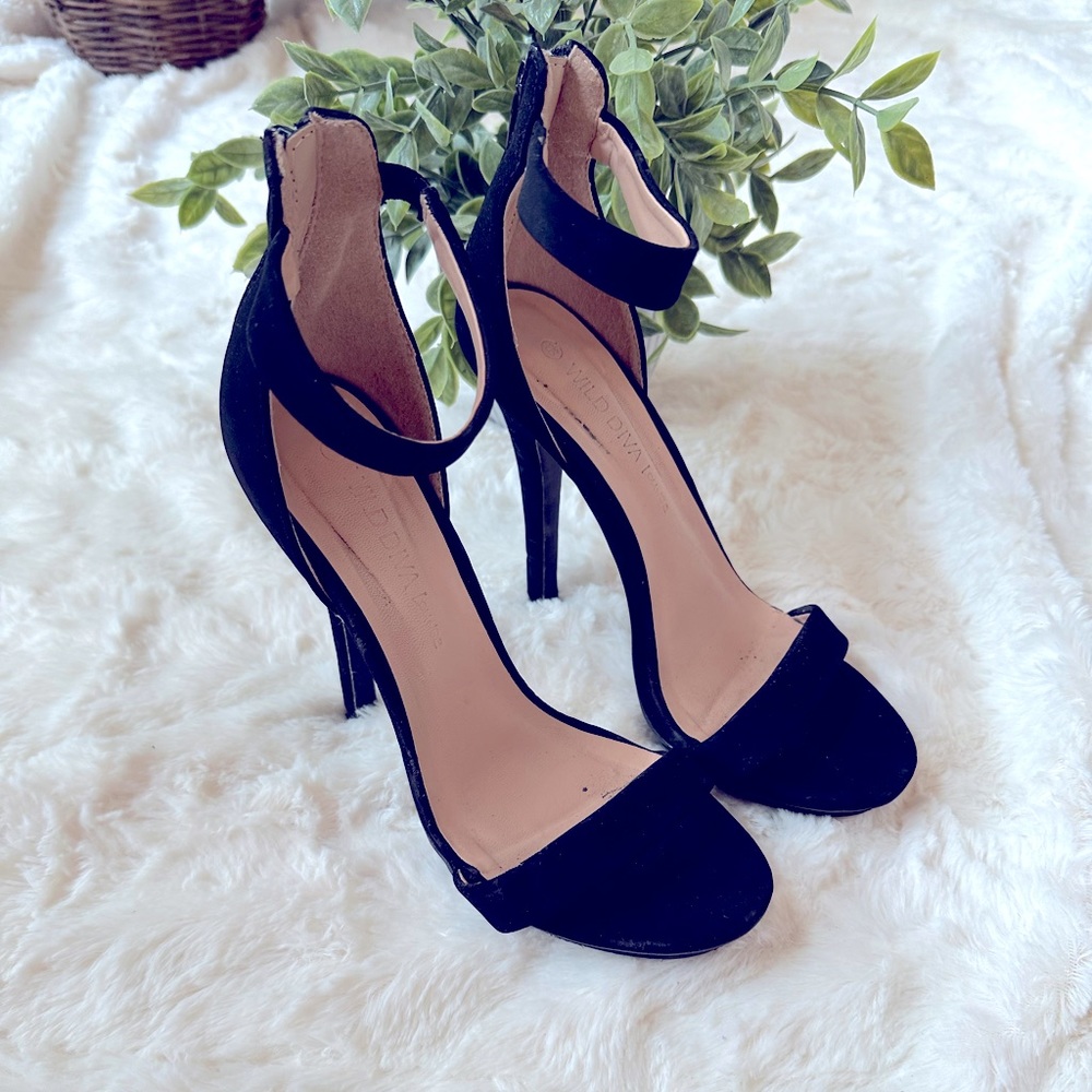 Wild diva black ankle strap heels. Size 6.5